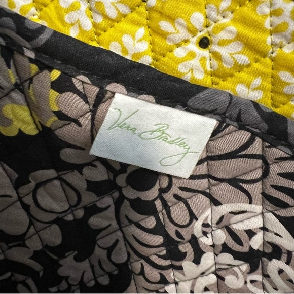 VERA BRADLEY Baroque Miller Bag 2010 Travel Carryon Tote Zip Black White Yellow - Picture 12 of 13